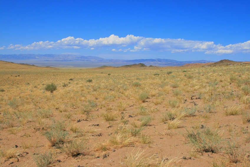 Desert valley descending to North