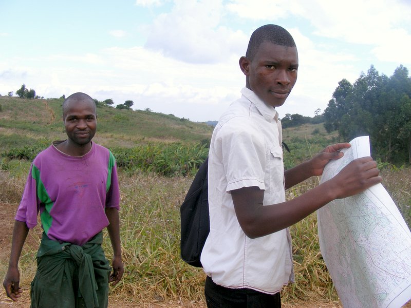 Martin and his friend helping with our map