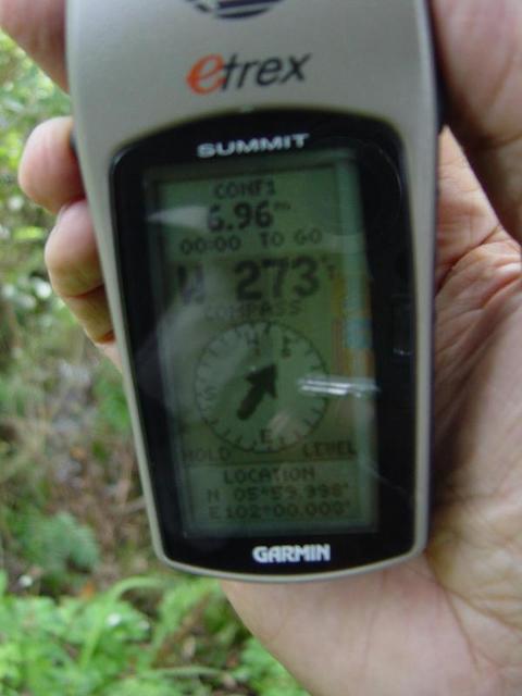 Garmin eTrex Summit showing the coordinates