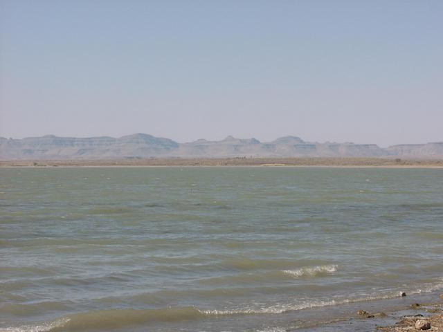 View across dam towards Confluence