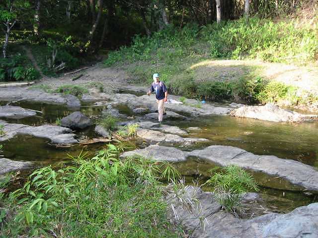 Me crossing the river