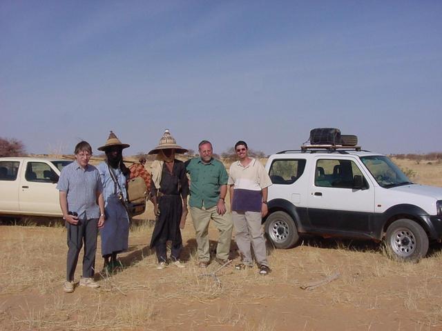 John, Warren and Carlos with the two Wodabe Fulanis