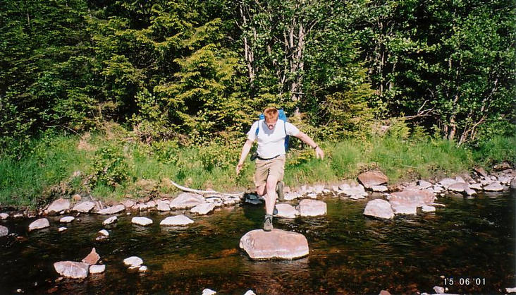 Exiting the dense forest, crossing the creek