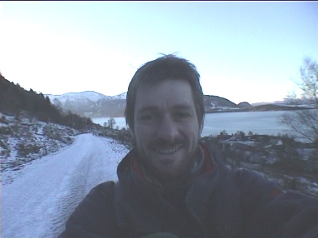 Me, on the logging track. The Hardanger Fjord in the background.