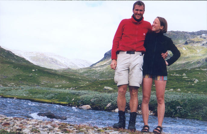 Christian and Anne before the river with the point in it.