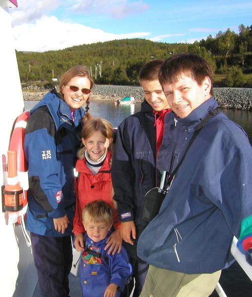 Tone, Cathinka, Fredrik and Magne, with Magne's son Rasmus