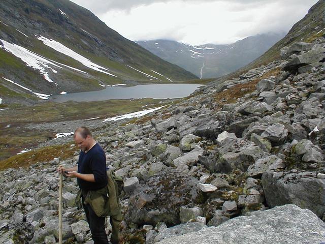 Hein at the confluence. View down the valley north.