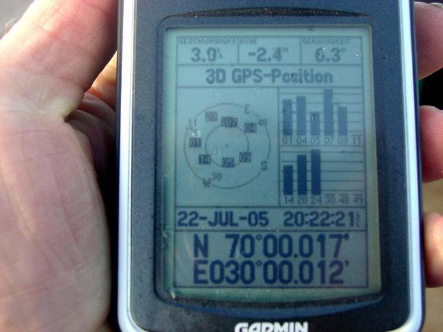 GPS - Position / Östlichster Schnittpunkt am 70 er Breitengrad in Norwegen