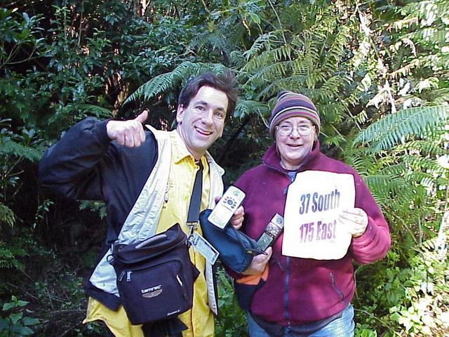 Joseph Kerski, left, and Anne Olsen, at the confluence; photo taken by John Olsen (not pictured).