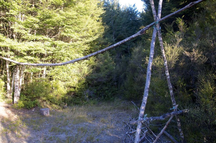 A makeshift campsite atop the ridge, just 90 metres from the confluence point.  You can camp here, and claim a successful confluence visit!