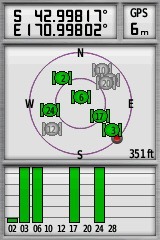 My GPS receiver's display, 260 metres from the point