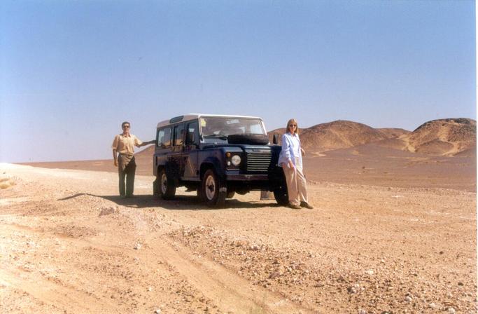 On a track with a typical salt dome hillock in the background