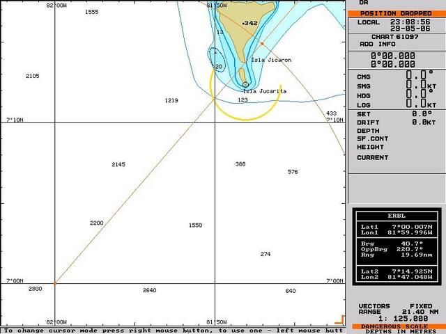 The confluence area on the electronic sea chart