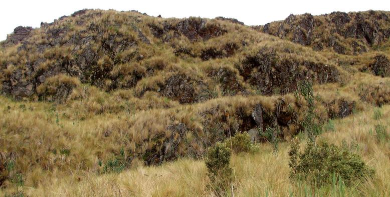 West - Up into cliffs above the confluence point