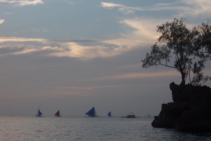 Sailboat at sundown in Boracay