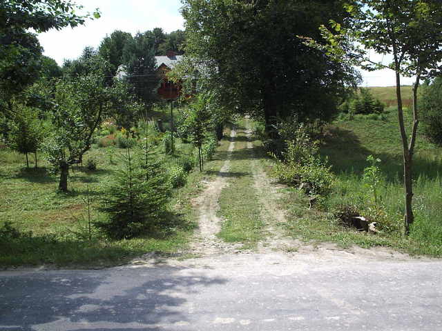 Wjazd do gospodarstwa, najkrótsza droga do punktu. / road to farm, shortest way to point