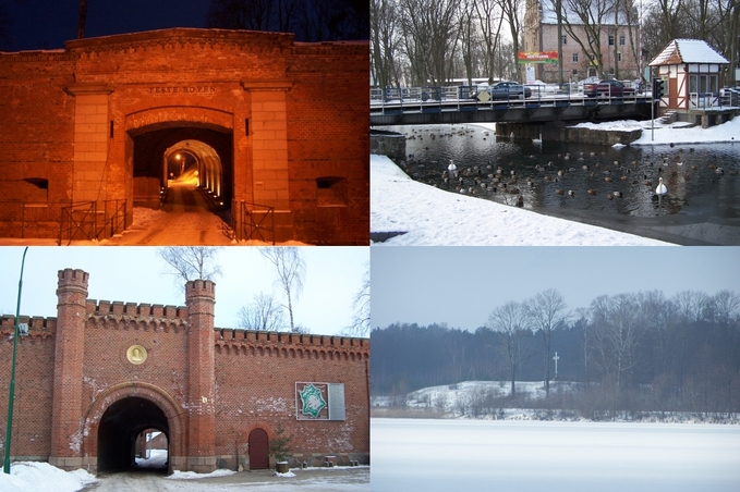 Giżycko - the Boyen fortress, Łuczański Canal with a revolving bridge and the Hill of Saint Bruno of Querfurt