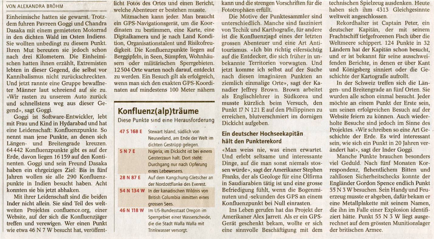 Sonntagszeitung article