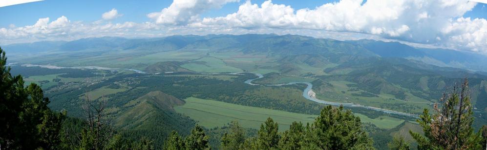 The river Katun from the bird's flight.