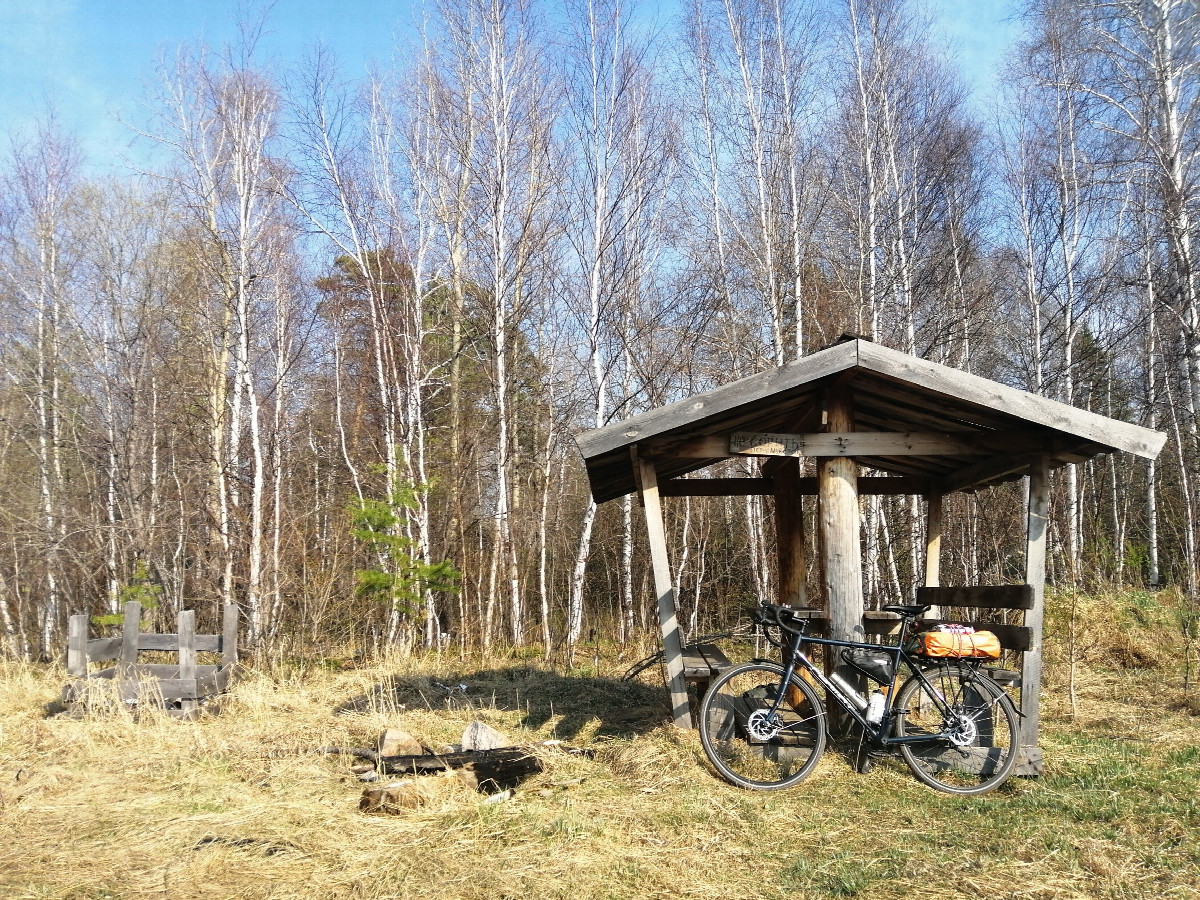 My bike near the gazebo