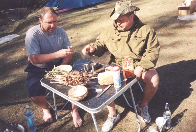 Traditional "shashlik" and russian vodka