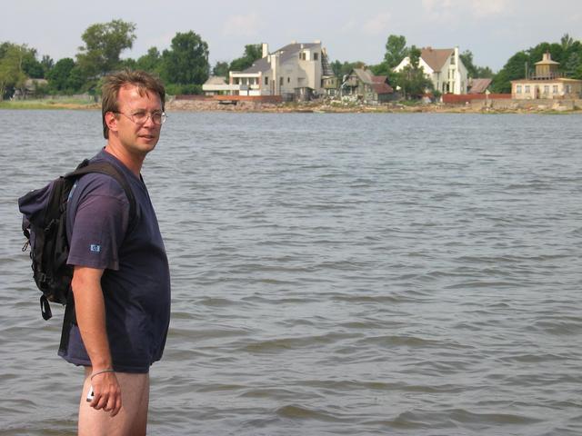 Standing at the point in the water