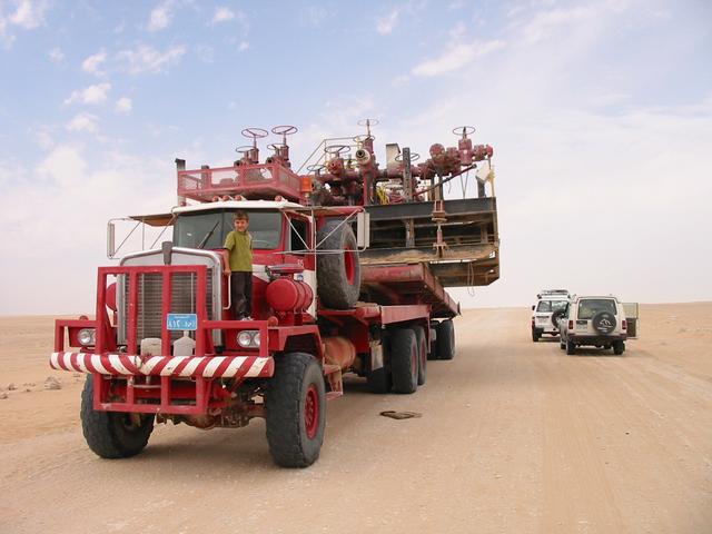 One of the huge rigs using the road.