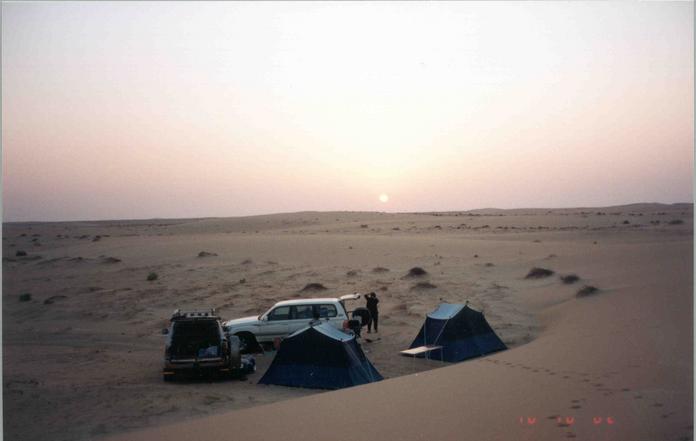 Camping at sunset