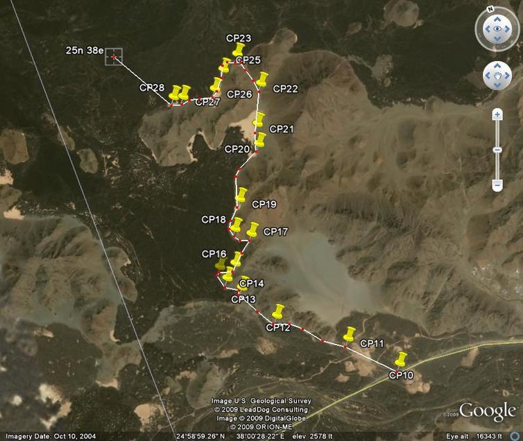 Our map of waypoints to the Point from the closest main road