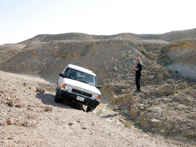 Marc giving some advice to Guy in the "dangerous" river bed