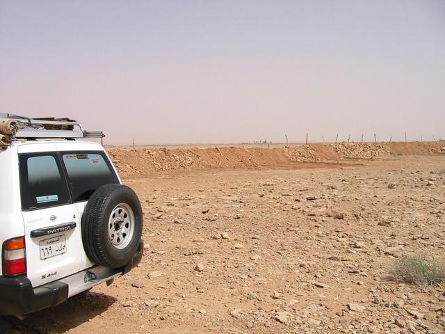 Earth barriers in agricultural areas that are impossible to cross.