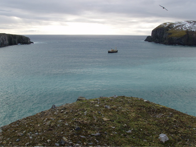 Ship at anchor in Bjørnøya