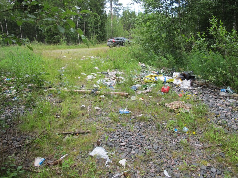 Rubbish near car park