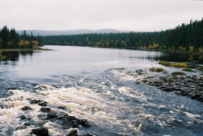 Fatsjön and Marsån. The confluence is somewhere on the far shore to the left