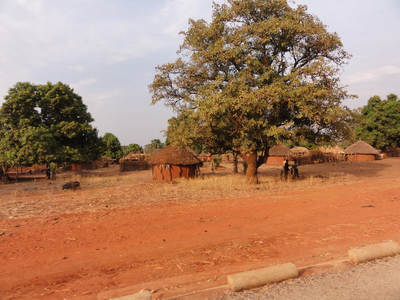 The village on the road side where we parked our car