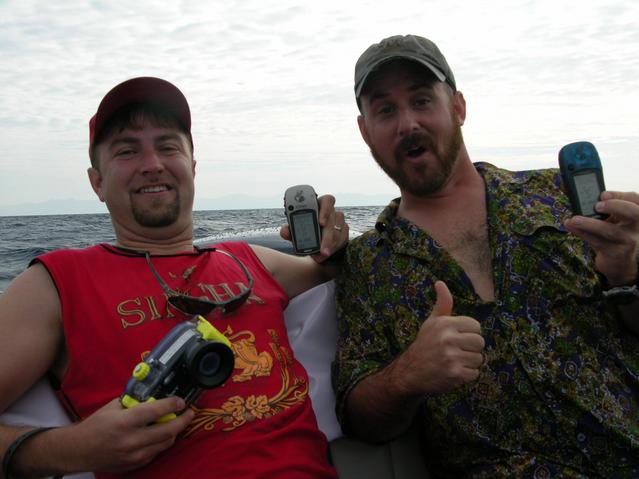 A successful Sammy and Doug with Koh Chang in the distance (from the confluence point)