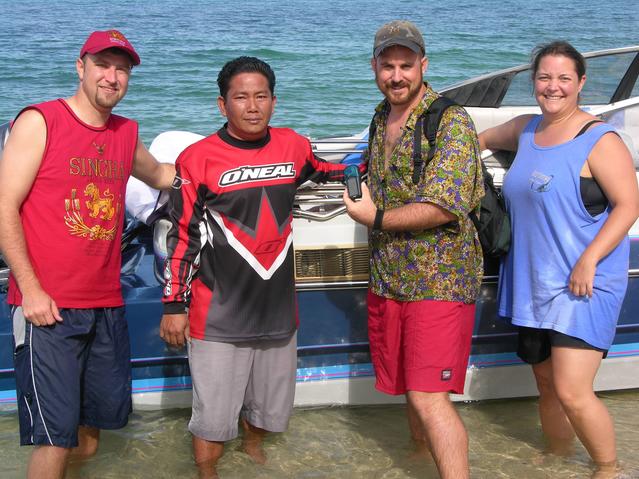 Sam, Captain Sakchai, Doug and Wendy with vessel