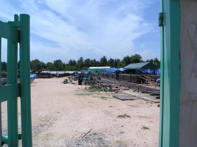 The confluence is now an industrial site, doing steel pipe welding