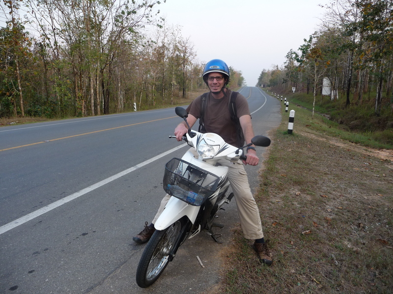 Greg on his motorcycle while we were heading down the first 100km of highway.