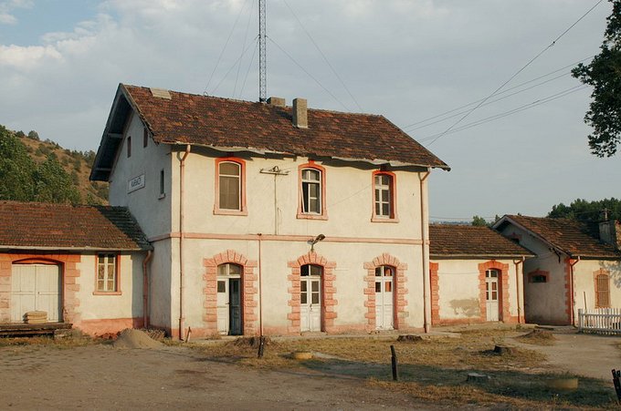 Demirköy train station seen from village