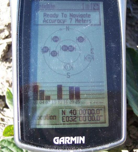 GPS reading of 40N 32E intersection point in Oymaağaç region