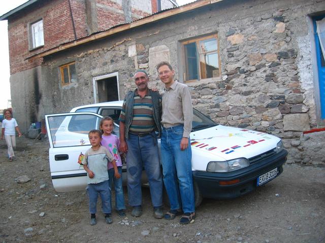 In the yard of the farmhouse