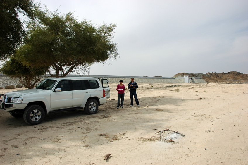 Lunch at the dry encatchment area of the dam