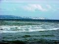 #6: View of the wake of the Sarah Louisa and the famous white cliffs of Dover to the northeast from the confluence.