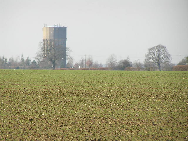 Distinctive marker from the confluence--water tower, to the northwest.