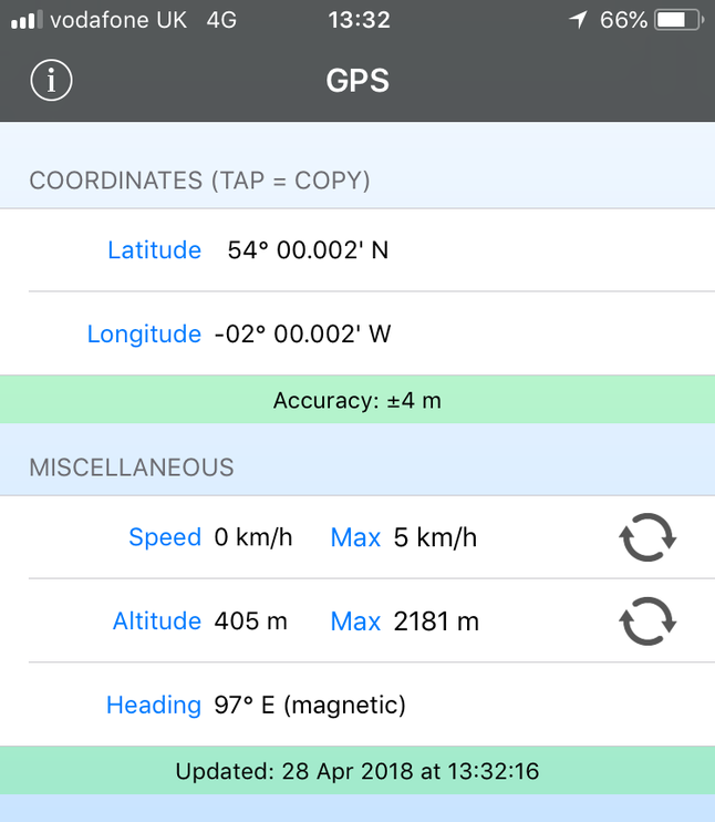 GPS reading