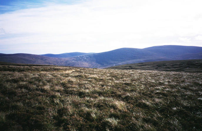 Eastward, across the rolling hills of the eastern Mounth. The tops are around 750m above sealevel.