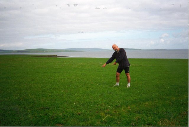 Looking north, with Alan on the very spot