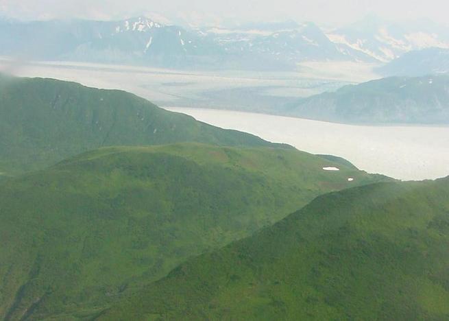 Aerial view of 59N 138W, looking northwest to the Deception Hills