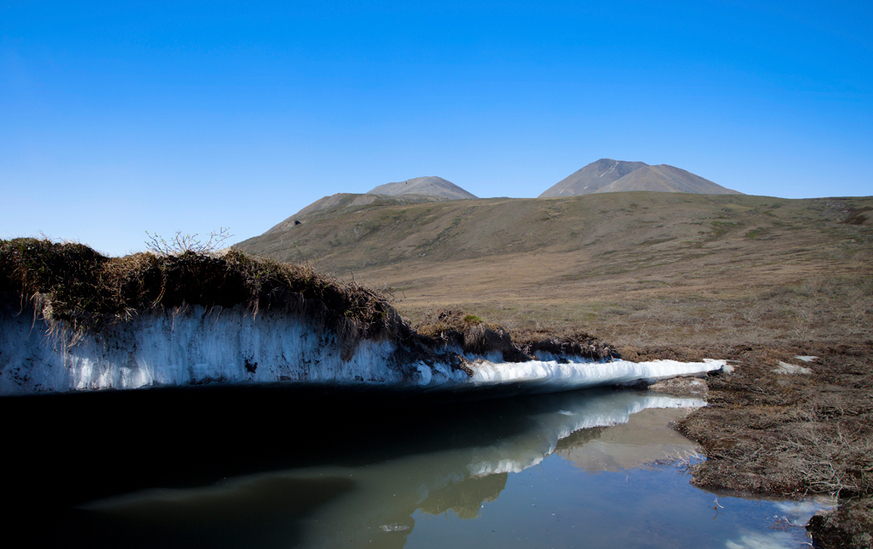 Ice heave exposing permafrost near the confluence.  